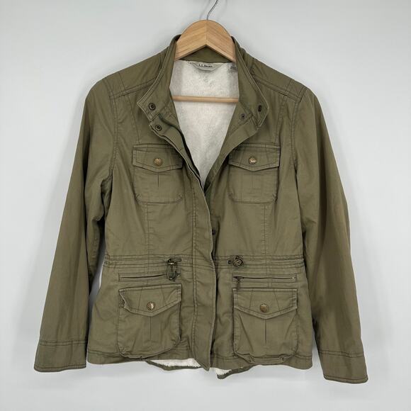 L. L. Bean Field Utility Jacket Cotton Faux Fur Lined Barn Chore Jacket Green - Picture 3 of 14